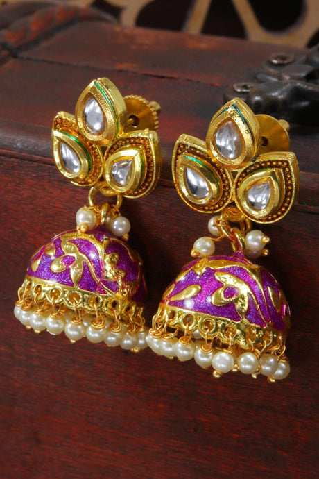 Buy Women's Alloy Jhumka Earring in Purple Online