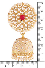 Buy Women's Alloy Jhumka Earring in Cream Online - Side