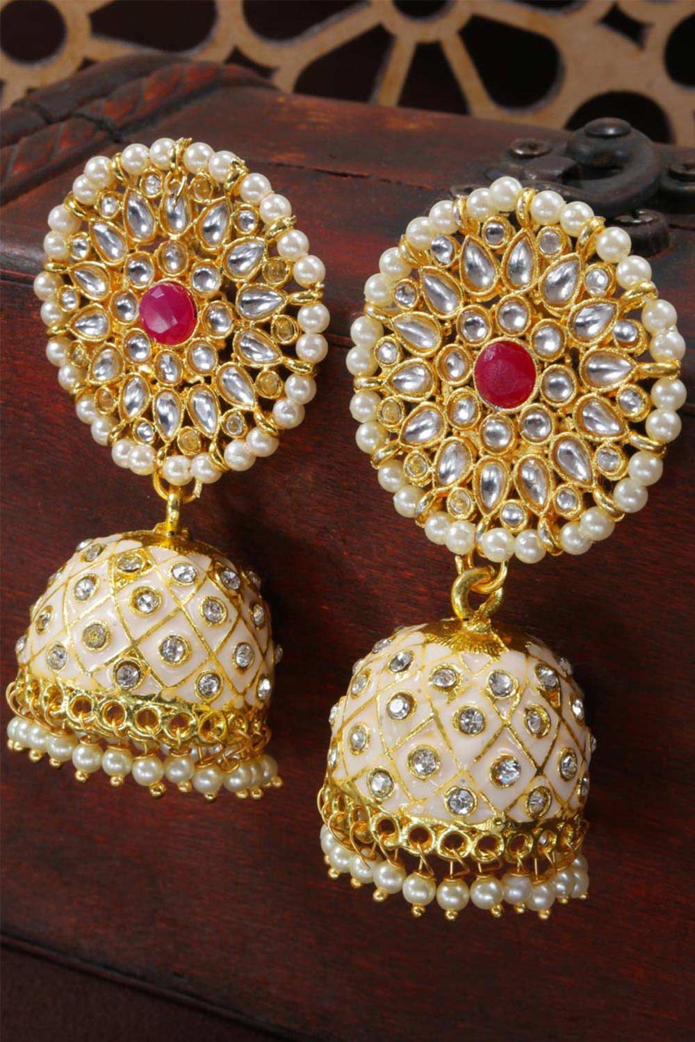 Buy Women's Alloy Jhumka Earring in Cream Online