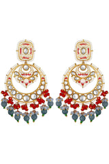 Buy Women's Alloy Chandbali Earrings in Grey - Front