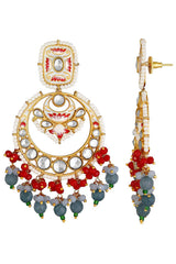 Buy Women's Alloy Chandbali Earrings in Grey - Side