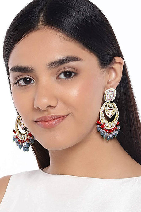 Buy Women's Alloy Chandbali Earrings in Grey - Online