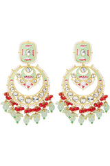 Buy Women's Alloy Chandbali Earrings in Mint - Front