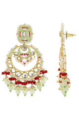 Buy Women's Alloy Chandbali Earrings in Mint - Side