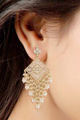 Buy Women's Alloy Large Dangle Earring in White Online - Front