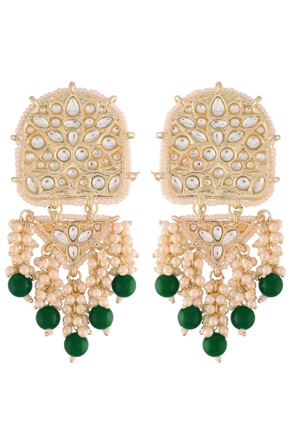 Buy Women's Alloy Large Dangle Earring in Green Online - Back