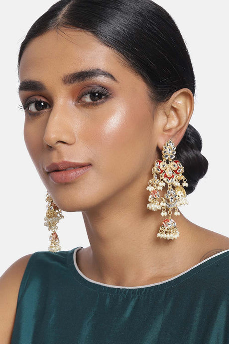 Buy Women's Alloy Jhumka Earring in Maroon Online