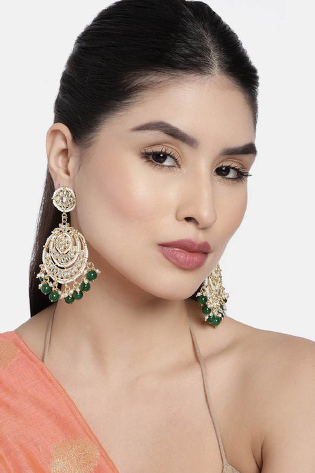 Buy Women's Alloy Chandbali Earrings in Green - Online