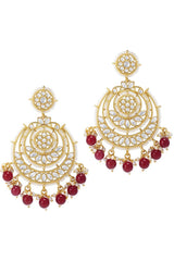 Buy Women's Alloy Chandbali Earrings in maroon - Back