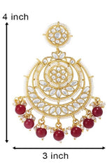 Buy Women's Alloy Chandbali Earrings in maroon - Front