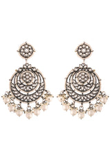 Buy Women's Alloy Chandbali Earrings in Silver - Back