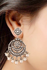 Buy Women's Alloy Chandbali Earrings in Silver - Front