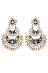 Buy Women's Alloy Chandbali Earring in Blue Online - Front