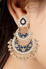 Buy Women's Alloy Chandbali Earring in Blue Online - Side