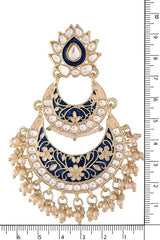 Buy Women's Alloy Chandbali Earring in Blue Online - Zoom In