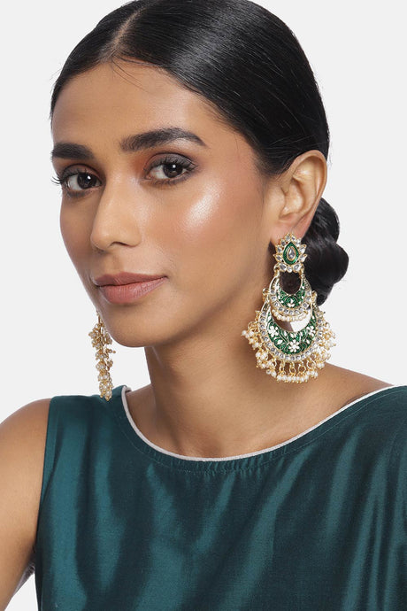 Buy Women's Alloy Chandbali Earrings in Green - Online