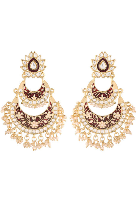 Buy Women's Alloy Chandbali Earrings in maroon - Online