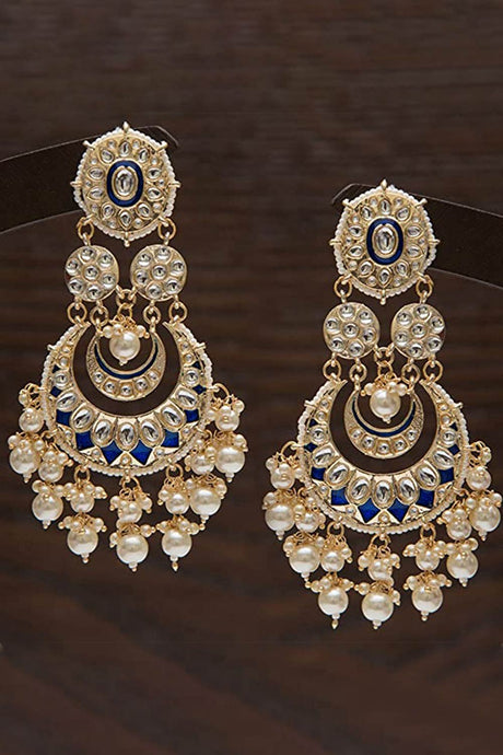 Buy Women's Alloy Chandbali Earrings in Blue - Online