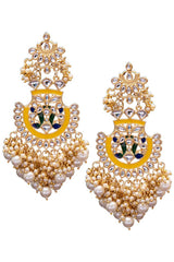 Buy Women's Alloy Large Dangle Earring in Yellow - Front