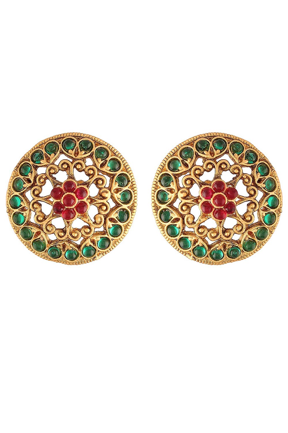 Buy Women's Alloy Stud Earring in Maroon and Green Online