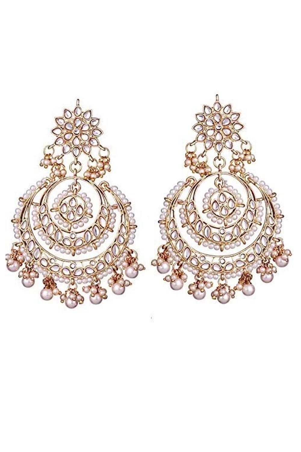 Buy Women's Alloy Chandbali Earring in White Online - Zoom In