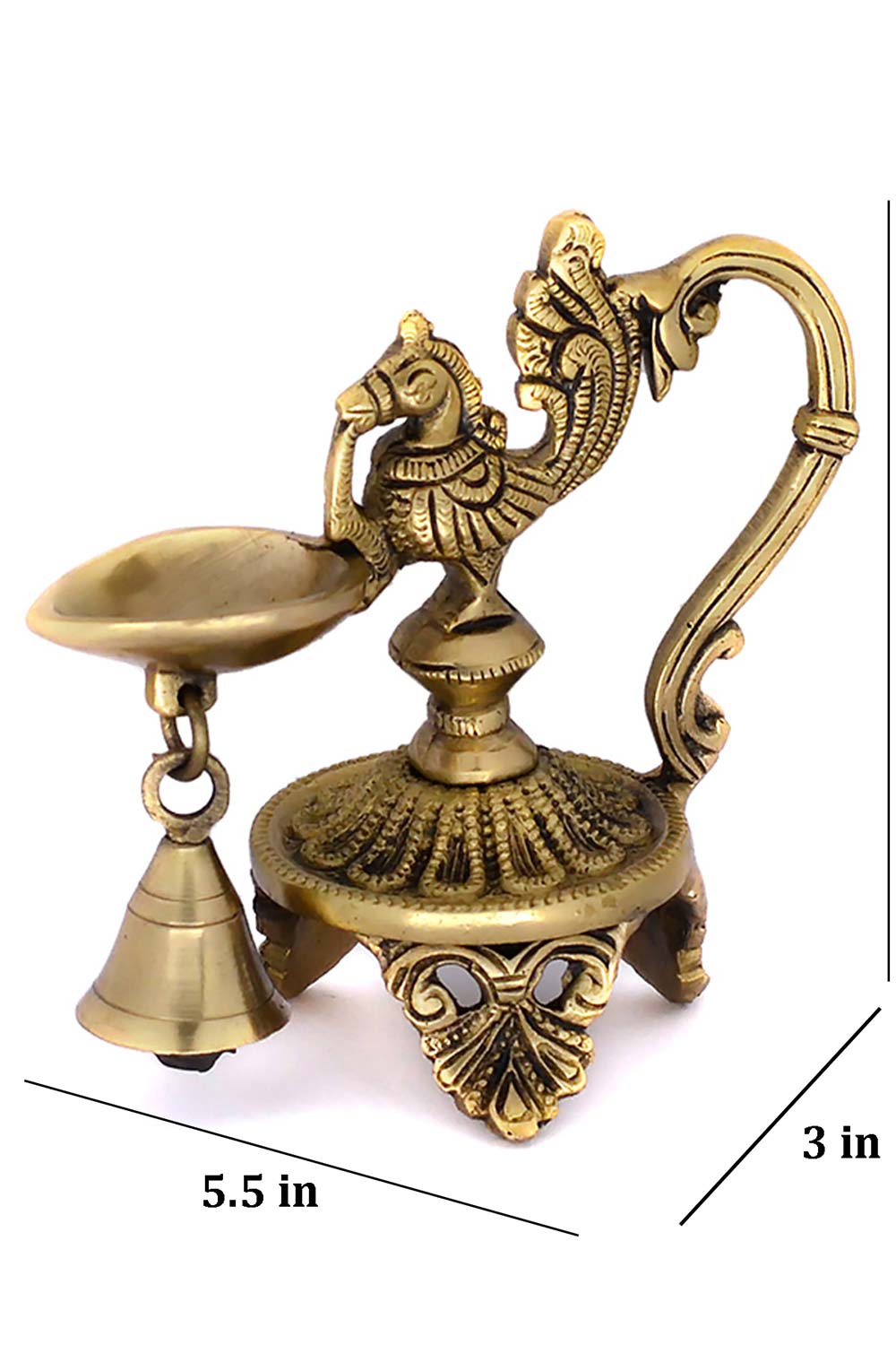 Brass Annam Bird Diya With Bell Oil Lamp (Set Of 2)