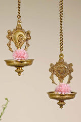 Brass Shankh Chakra Diya Lamp Hanging