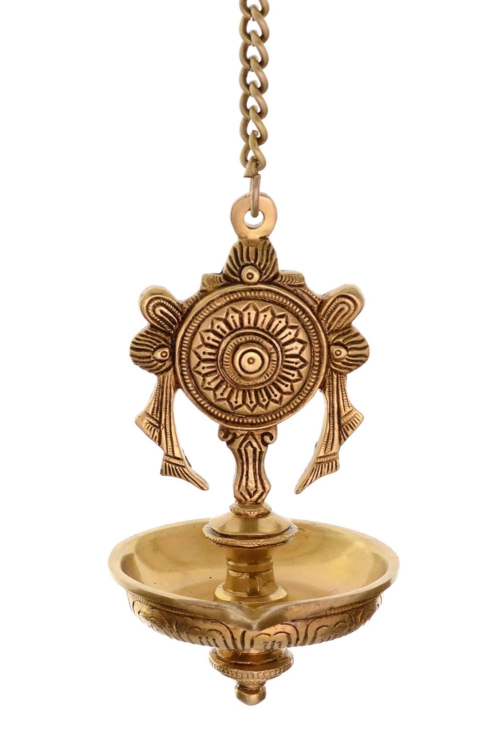 Brass Shankh Chakra Diya Lamp Hanging