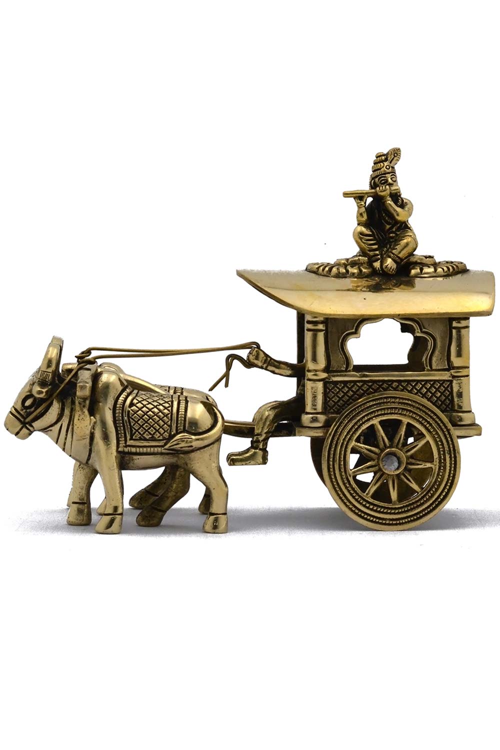 Brass Krishna Bullock Cart Decor