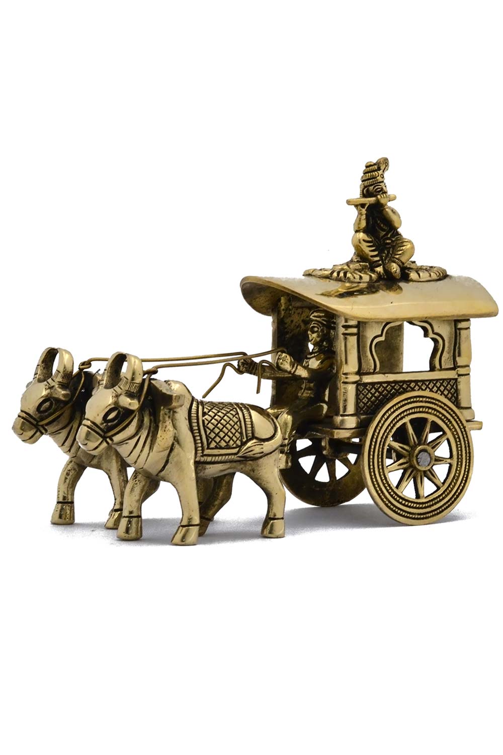 Brass Krishna Bullock Cart Decor