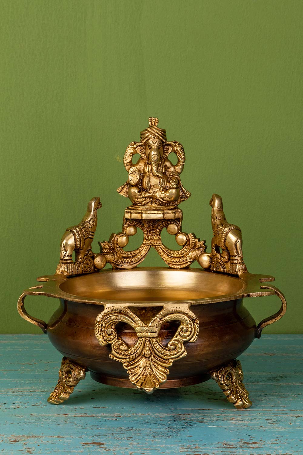 Brass Lord Ganesha Urli Bowl Home Decor