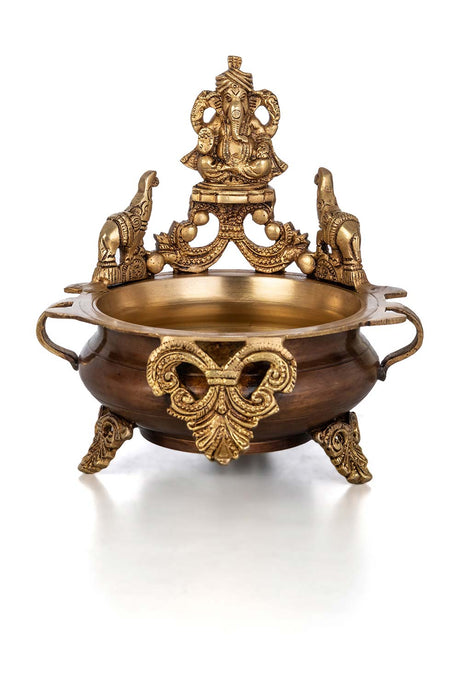 Brass Lord Ganesha Urli Bowl Home Décor