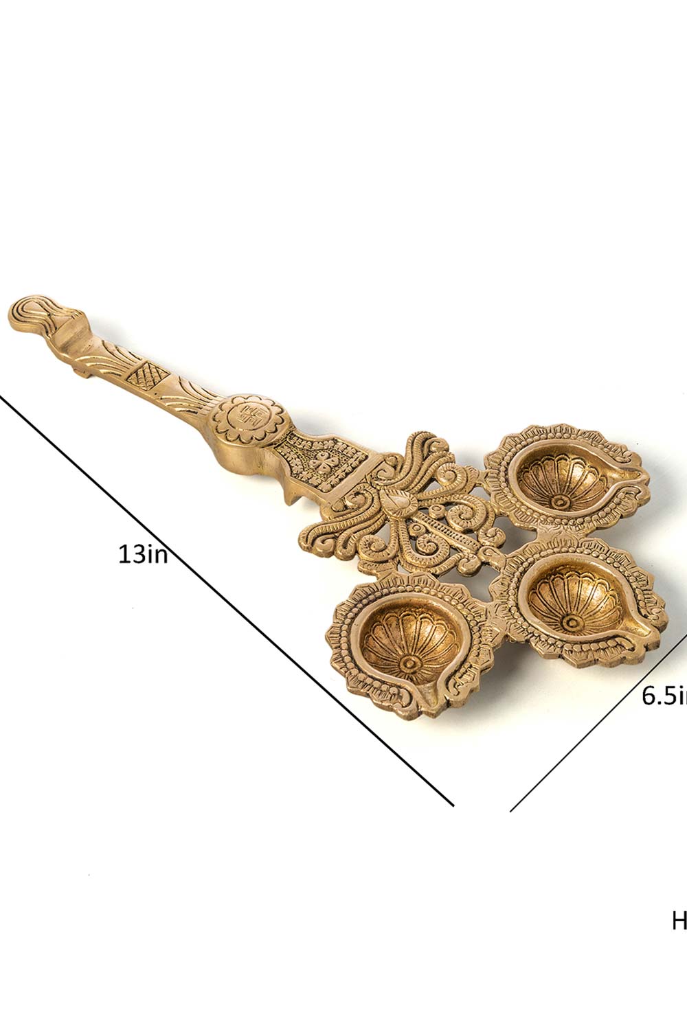 Brass Havan Spoon With 3 Diya