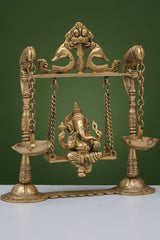 Brass Ganesh Swing With Diya