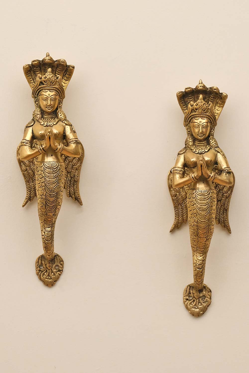 Brass  Nag Kanya Door Handle Pair