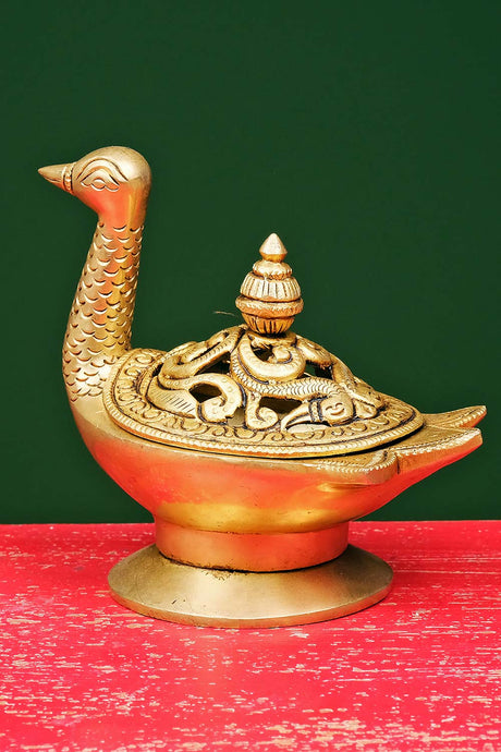 Brass Swan Dhoop Burner, Incense Holder