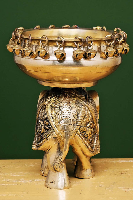 Traditional Brass Elephant Urli
