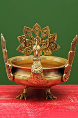 Brass Peacock Urli Water Bowl