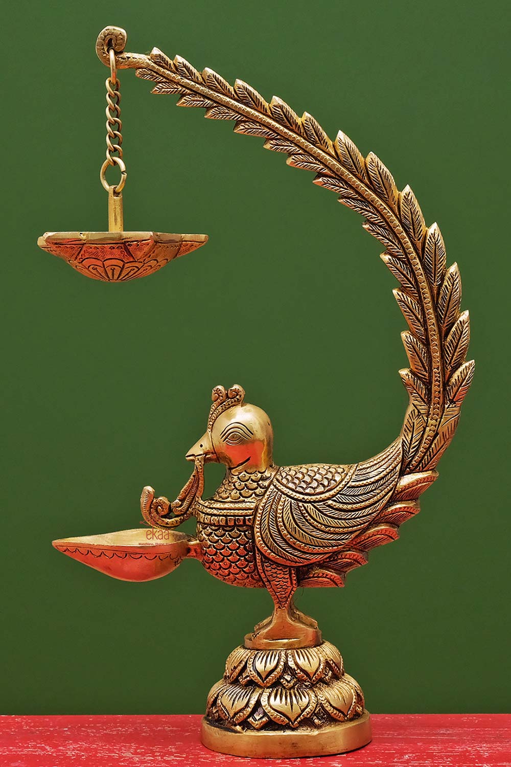 Brass Annam Bird Diya, 13 cm Brass Annam Oil Lamp with Bell for Aarti selling & Diwali Pooja, Traditional Indian Oil Lamps, Decorative Diya in Brass