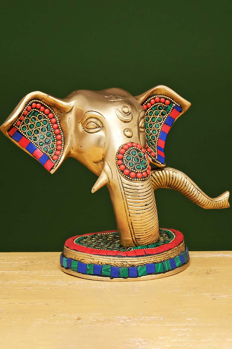 Brass Ganesha Statue With Stonework