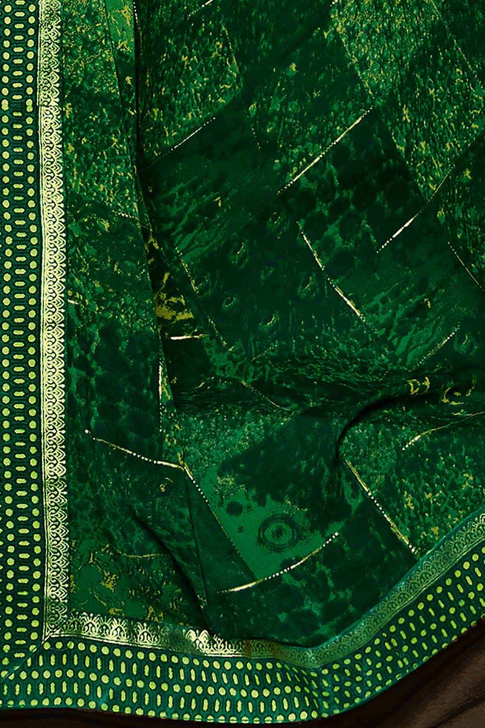 Silk Blend Green Printed Designer Saree