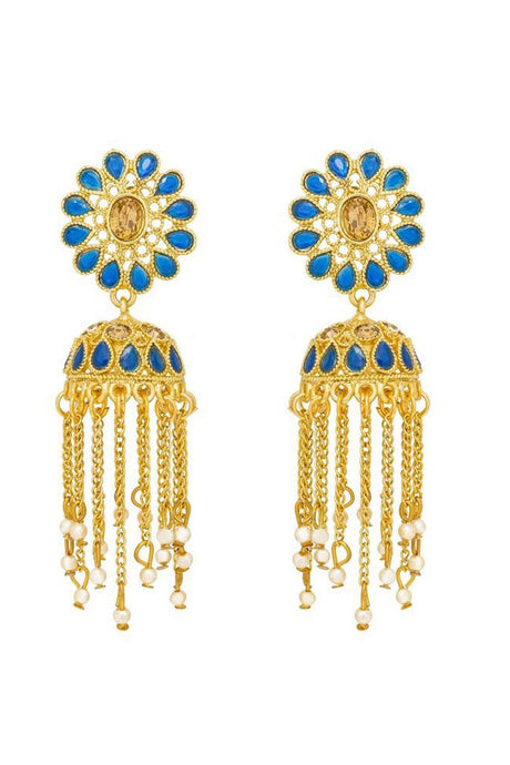 Shop  Alloys Earring For Women's  in Blue and Gold At KarmaPlace