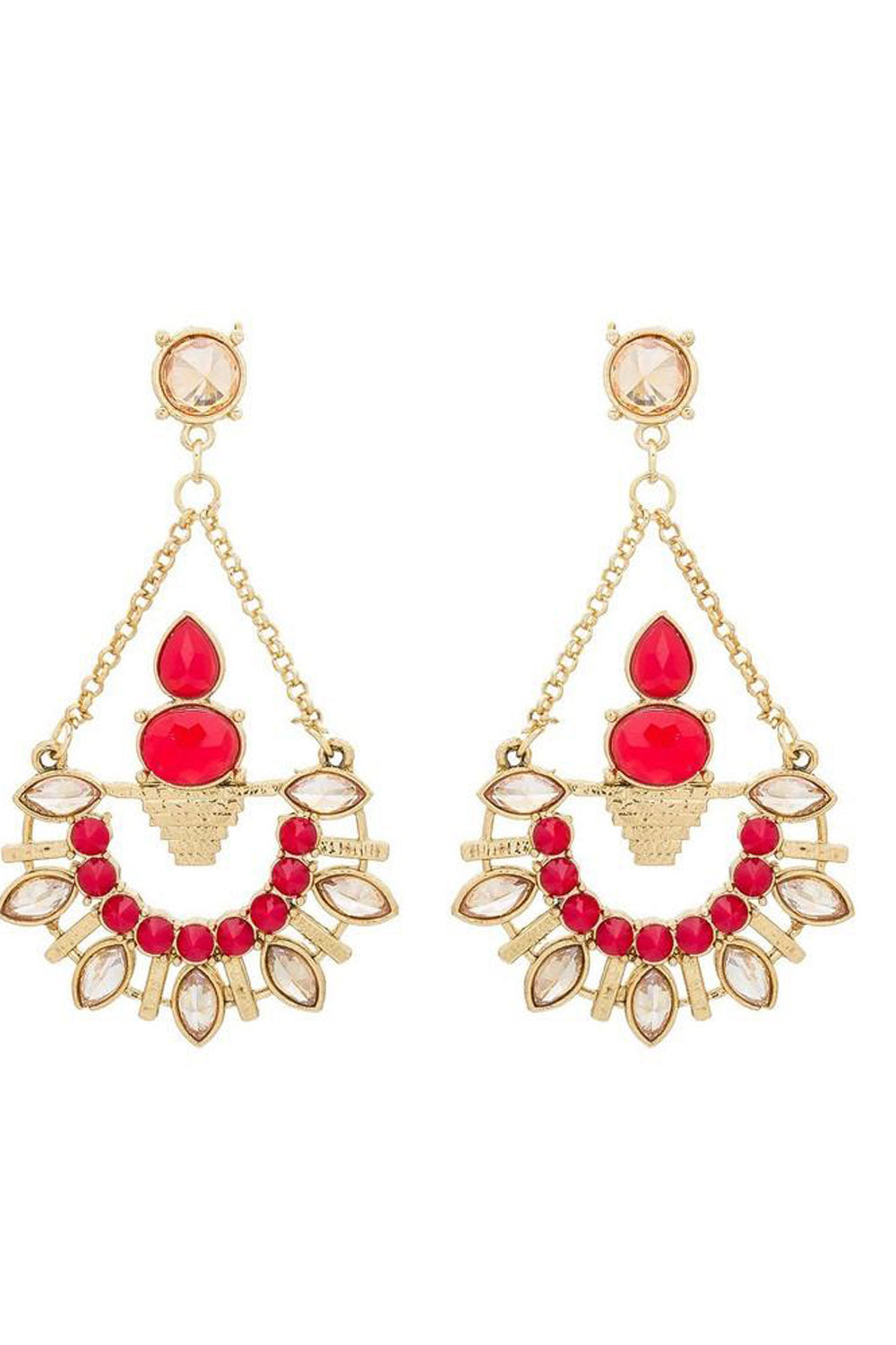 Buy Women's Alloys Earring in Red and Gold Online