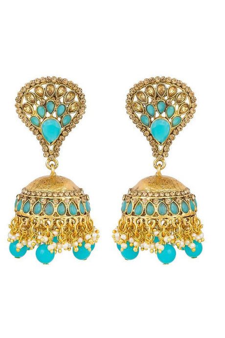 Buy Women's Alloys Earring in Blue and Gold Online