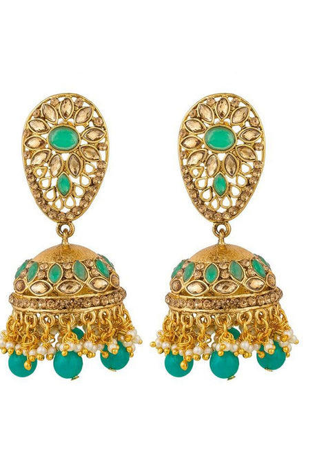 Shop  Alloys Earring  For Women's in Green and Gold At KarmaPlace