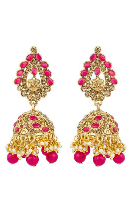 Shop Alloys Earring For Women's   in Pink and Gold At KarmaPlace