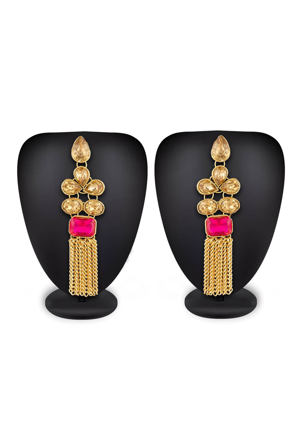 Women's Alloy Earrings in Pink and Golden