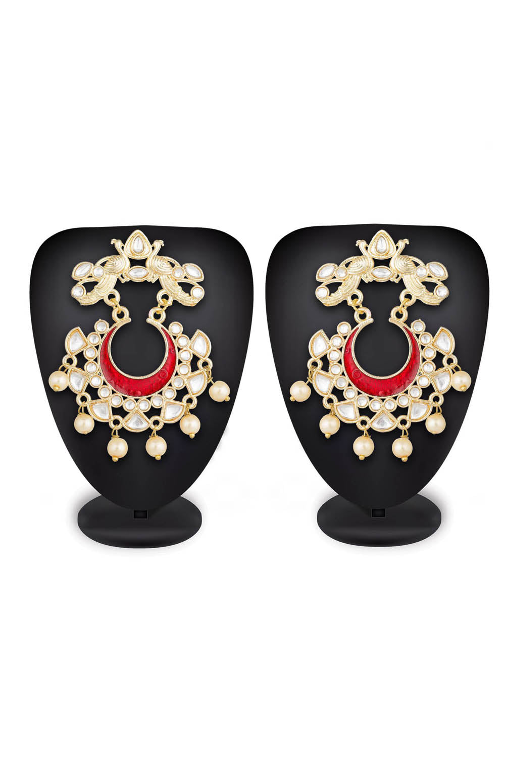 Women's Alloy Earrings in Red and White