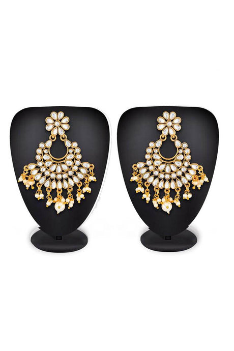 Buy Women's Alloy Earring in Gold and White Online
