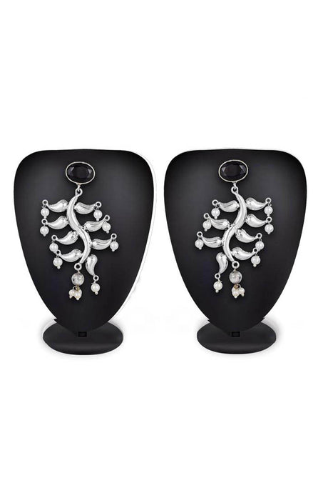 Buy Women's Alloy Earring in Silver and Black Online